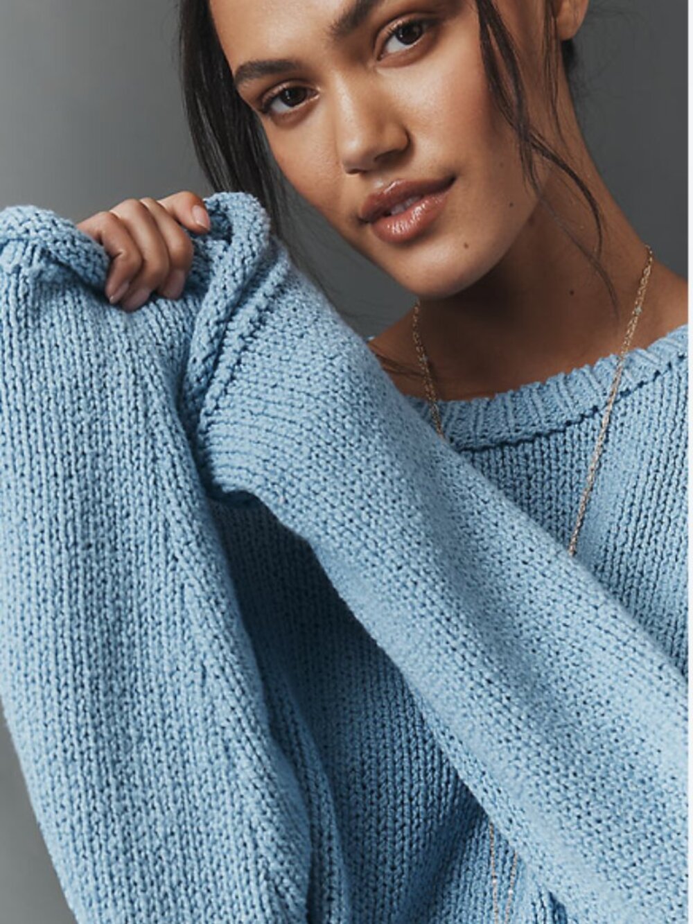 Pilcro Harlow Oversized Roll-Hem Sweater In Baby Blue Anthropologie XS - Picture 4 of 10